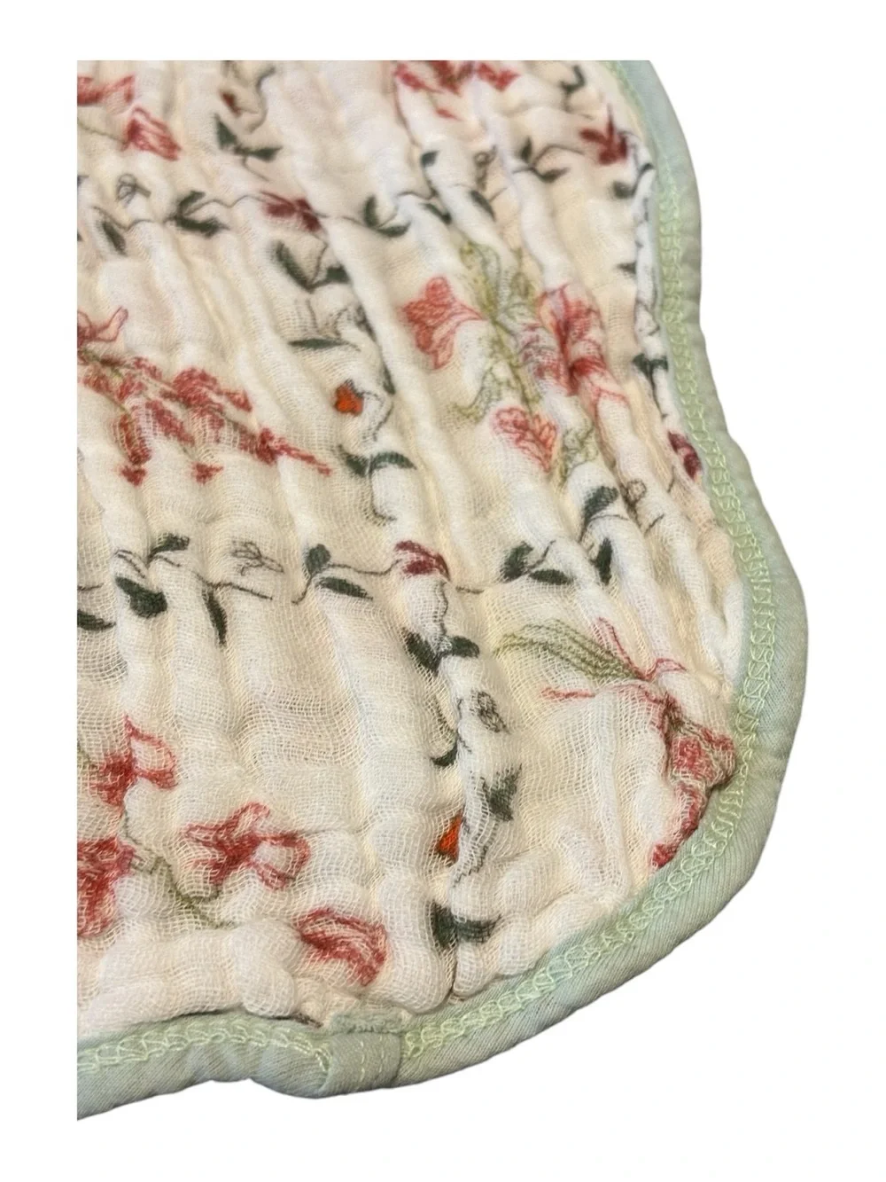 The Fleece Company Muslin Cotton Floral Wildflower Twin Throw Blanket Green Trim